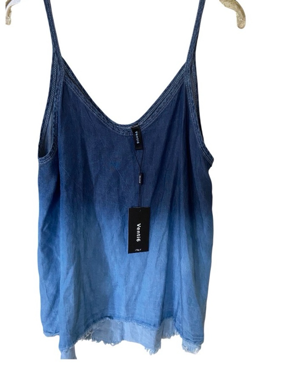 Venti6 Blue Ombre Denim Cami Top NWT size L Made in Italy cotton/lyocell blend